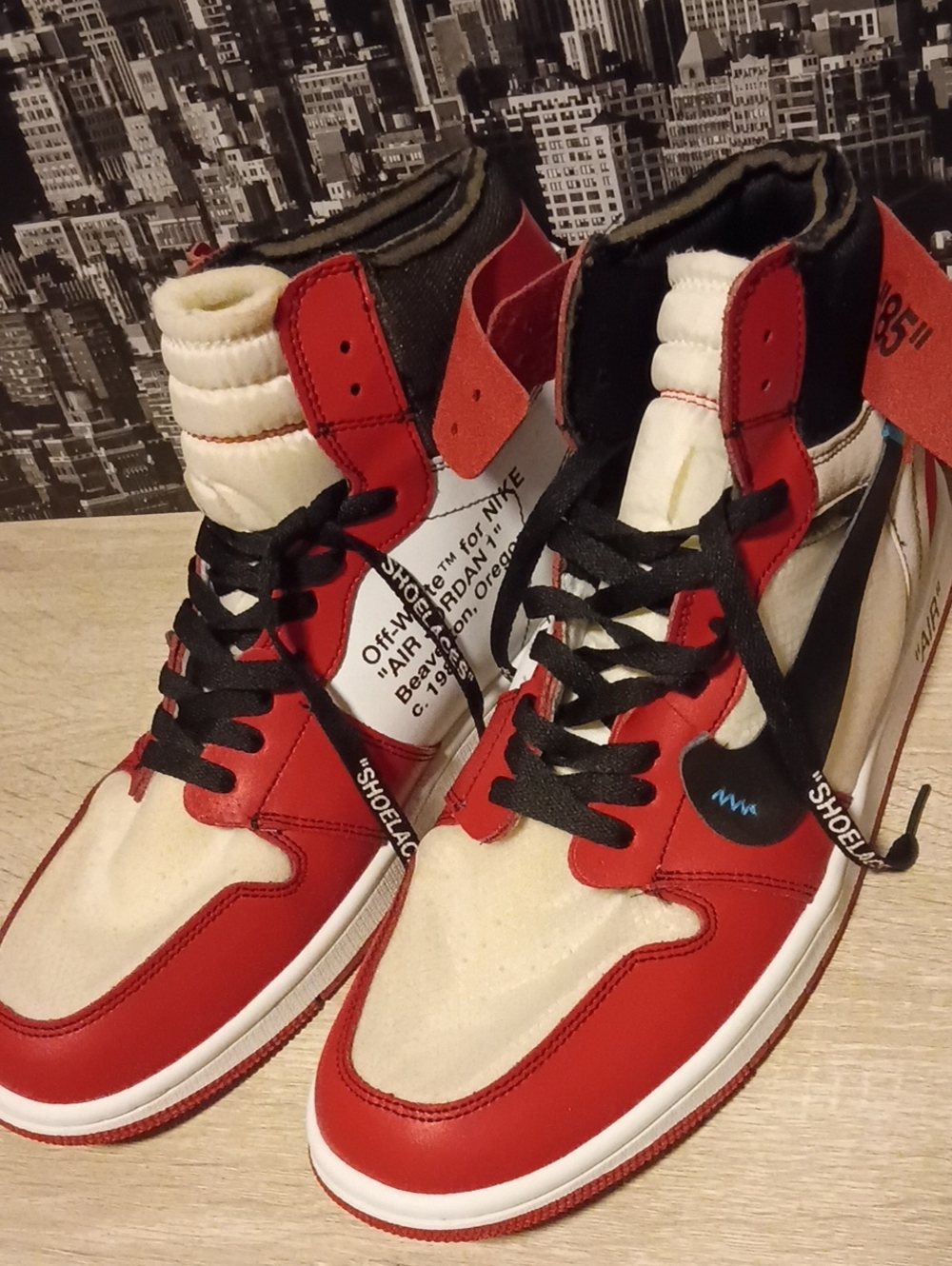 Off-White Men’s High-Top Sneakers — Red, White, Black